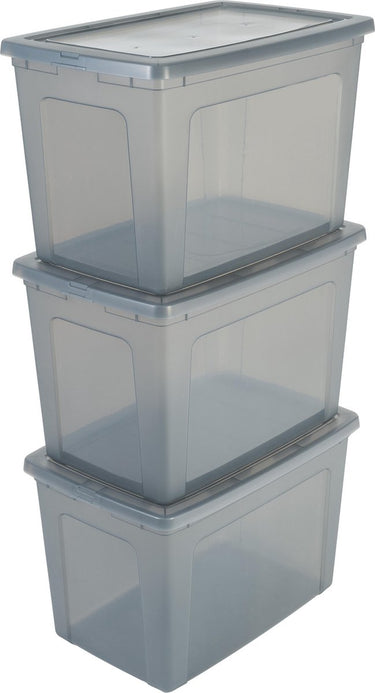 Iris clearbox opbergbox - 70l - kunststof - grijs - set van 3