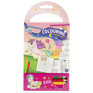 Creative craft group kleur- en activiteiten set blauw met 5 kleurpotloden