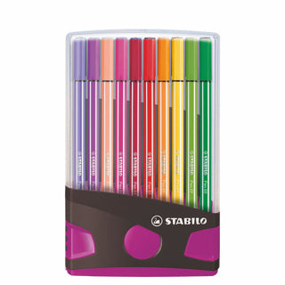 Stabilo pen 68 in 20 kleuren antraciet roze