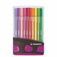 Stabilo pen 68 in 20 kleuren antraciet roze