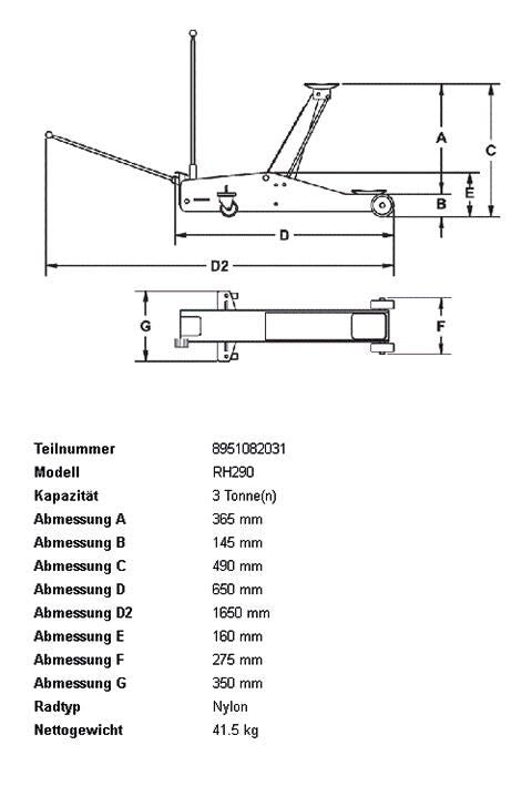 Load image into Gallery viewer, Rc rodcraft rodcraft rh290 trolley jack hydraulic shunting jack r carrying capacity 3.0t

