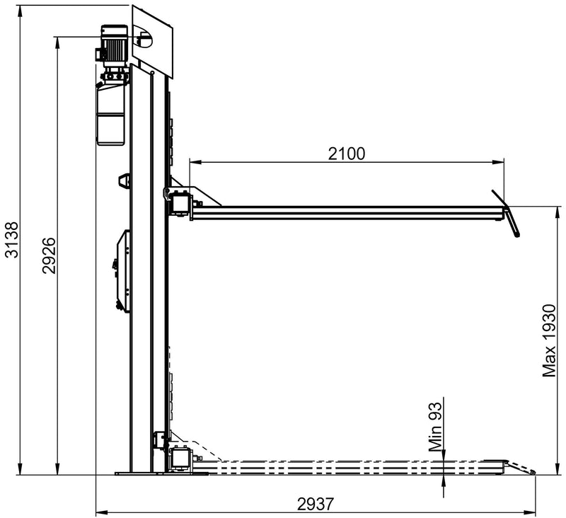 Load image into Gallery viewer, Ath-heinl hefbrug enkel heffen 12pl . lift w. wheel forks ath-single lift 12pl
