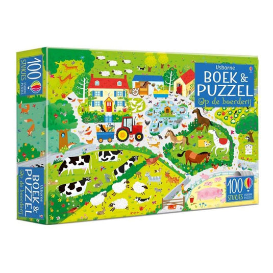 Usborne boek en puzzel op de boerderij