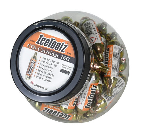 CO2 cartridges 16 grams with screw thread IceToolz A821 (jar of 50 pieces)