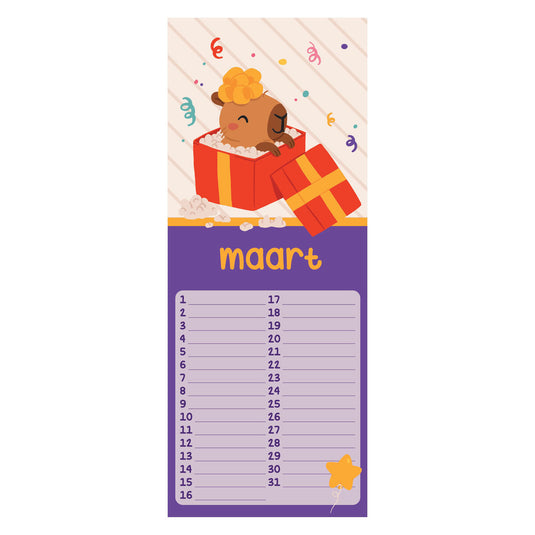 Verjaardagskalender - capybara alle