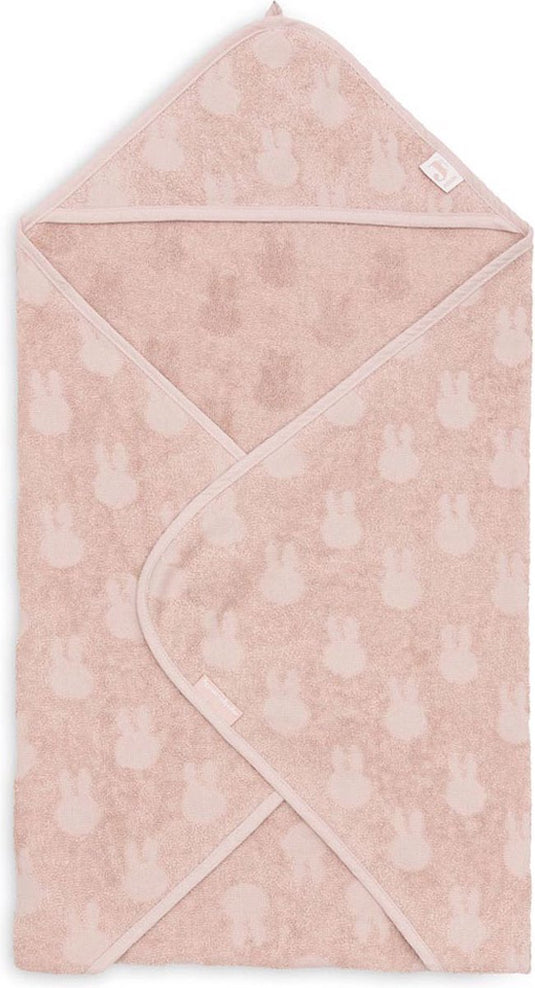 Jollein x nijntje - badcape badstof 75x75cm - baby handdoek met badcape, omslagdoek, badponcho miffy jacquard - wild rose