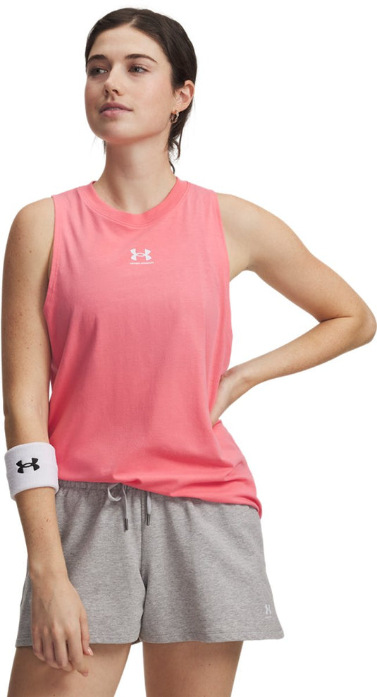Under armour ua rival muscle tank-pnk dames sportshirt - bittersweet roze