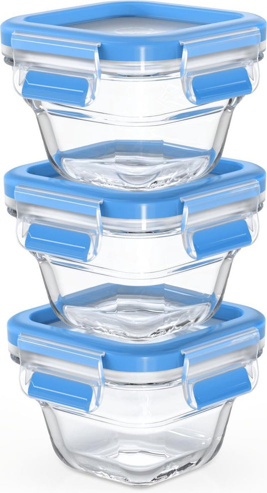 Tefal masterseal glass - babyset - 3x180ml - vierkant - glas - bpa-vrij