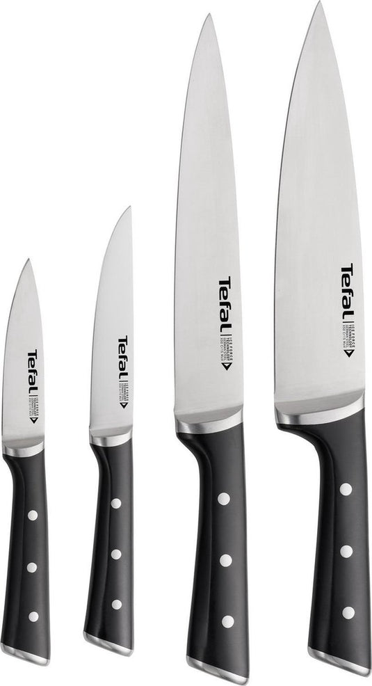 Tefal ice force k2324s74 - messenset - 4-delig - schilmes, koksmes, keukenmes en vleesmes - roestvrij staal - vaatwasserbestendig