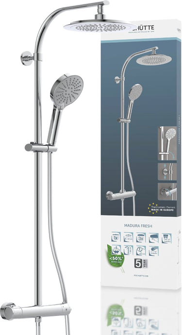 Schütte madura fresh douchesysteem - regendouche - met thermostatische douchekraan - hartafstand 150 mm - chroom