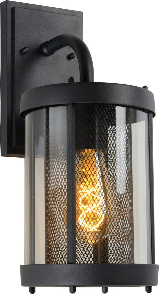 Lucide makkum - wandlamp binnen buiten - 1xe27 - ip23 - zwart