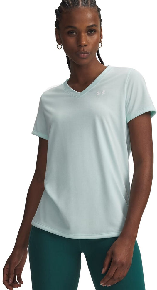 Under armour tech ssv- solid-grn dames sportshirt - refresh mint - wit