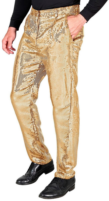 Widmann oogverblindende pailletten broek goud man