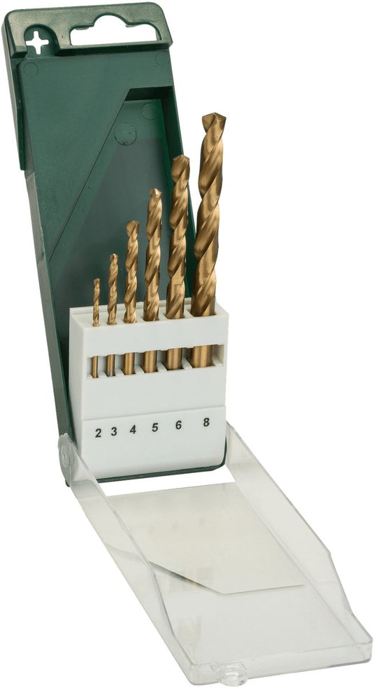 Bosch - 6-delige metaalboorset hss-tin, din 338 2,0; 3,0; 4,0; 5,0; 6,0; 8,0 mm