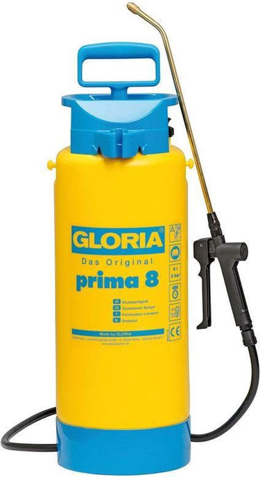 Gloria - prima 8 - 8l drukspuit met lans en messing mondstuk