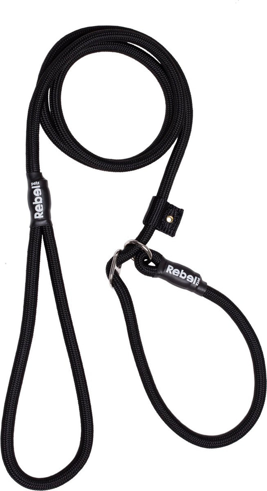Rebel petz hondenriem - trainingslijn - zwart - s - 8mm x 140cm