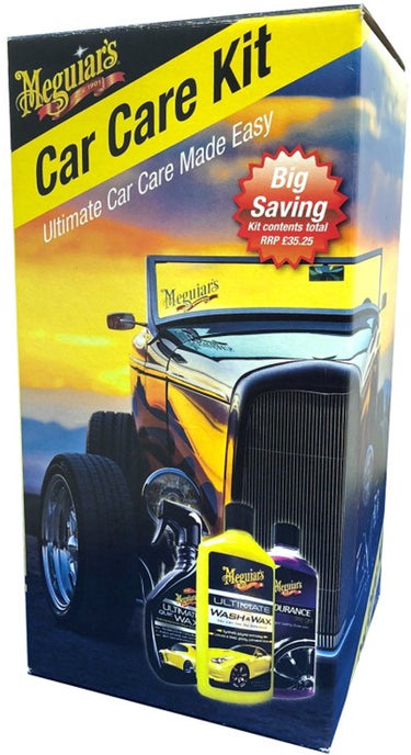 Meguiar's car care kit 3-delige schoonmaakset – ultimate wash wax – ultimate quick wax – endurance high gloss tire gel – 473ml