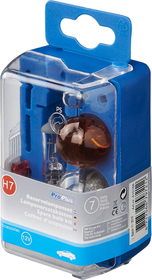 Proplus reservelampenset - verlichtingsset - reservelampenboxen - lampenset - h7 7-delig - 21w oranje