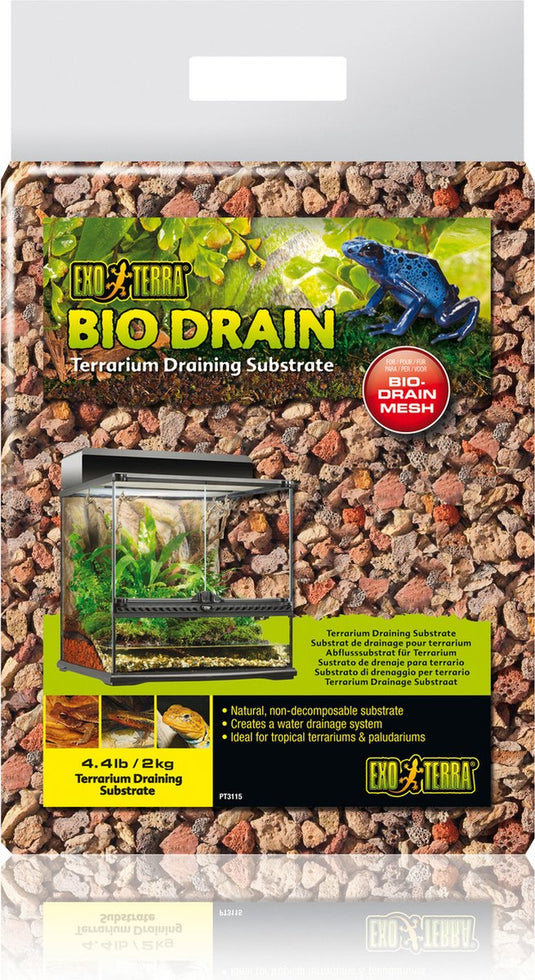 Exo terra - bodembedekking - reptielen - ex bio drain terrarium draining substraat 2kg - 7,5x20x36cm - 1st
