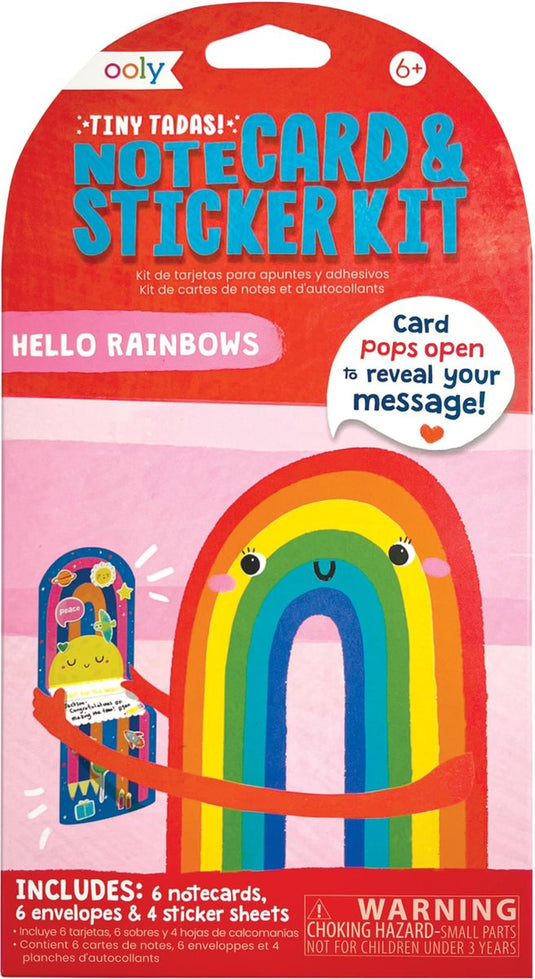 Ooly - tiny tadas! note cards sticker set - hello rainbows