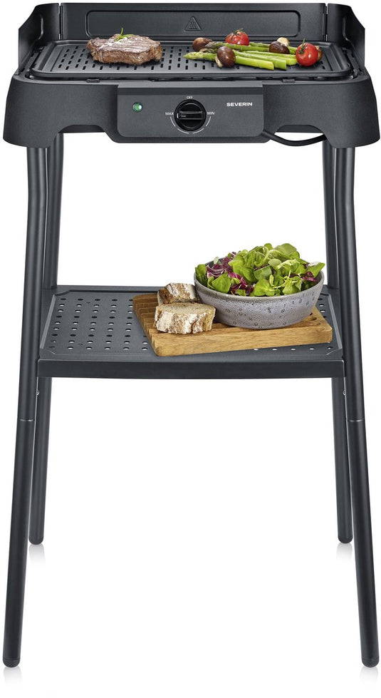 Severin pg 8596 tafelgrill met voet – 2000 w – aluminium grillplaat – glad geribbeld – zwart