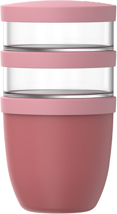 Mepal lunchpot 3-delig ellipse - 500 + 200 + 200 ml - met 2 compartimenten - yoghurtbeker en muesli beker to go - geschikt voor vriezer. magnetron en vaatwasser - vivid mauve