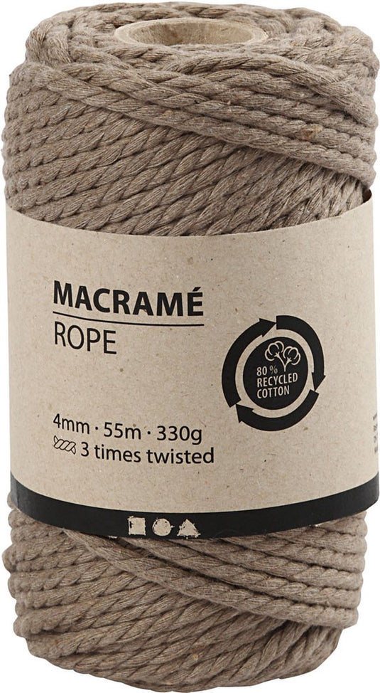 Creativ company macramékoord 4 mm 55 m lichtbruin
