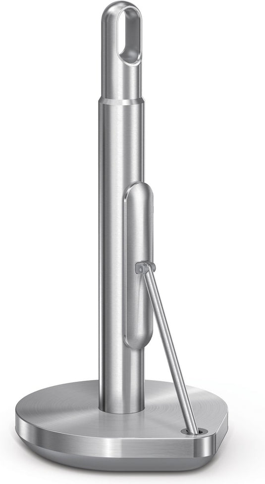 Simplehuman keukenrolhouder met klemarm - vrijstaande keukenrolhouder - zilver - geborsteld rvs