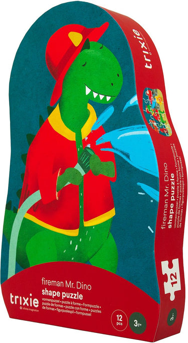 Trixie vormenpuzzel brandweerman mr. dino - 12 stukken - kinderpuzzel vanaf 2 jaar