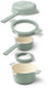 Brabantia compact stapelbare 5-delige pannenset - ruimtebesparende 5-in-1 kookpannenset - pfas-vrij - geschikt voor inductie - ovenbestendig - trendy kleur jade green