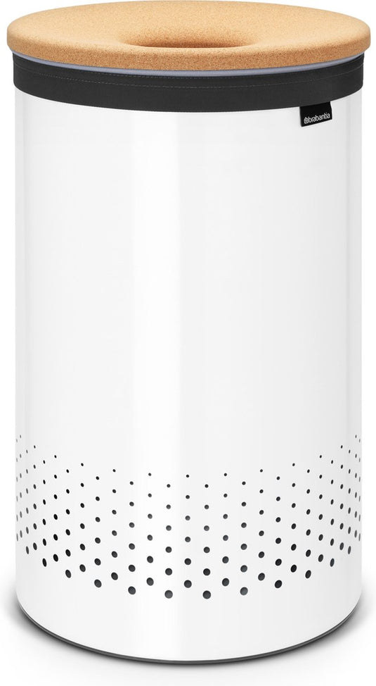 Brabantia wasmand - met deksel - 60 l - white kurken deksel