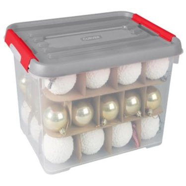 Curver handy+ kerst opbergbox 65 liter met scheidings delen voor kerstballen (excl. kerstballen)