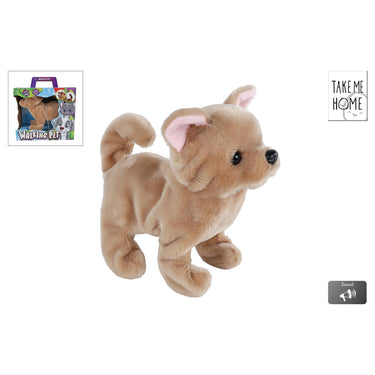 Take me home loophond bruin blaffend en kwispelend 21cm
