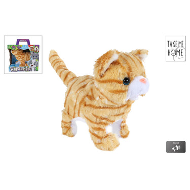 Take me home looppoes - knuffel poesje van 21 cm - miauwend en kwispelend