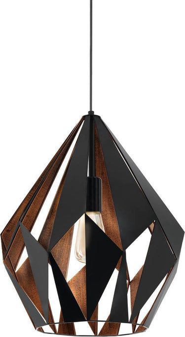 Eglo carlton 1 hanglamp - e27 - ø 38,5 cm - zwart koper