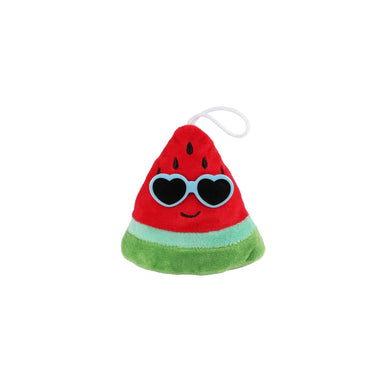 Fluffy menu fruit pluche met zonnebril 4ass 6cm
