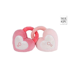 Take me home 2 harten met sleutelgat pluche 16cm