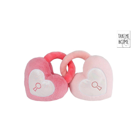 Take me home 2 harten met sleutelgat pluche 16cm