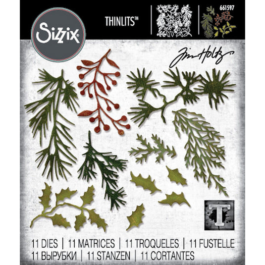 Sizzix • thinlits die set 11pcs holiday greens mini by tim holtz