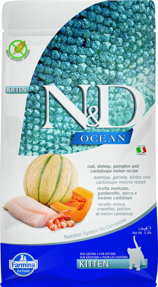Farmina n d ocean - kattenvoer - kabeljauw pompoen - graanvrij - 1,5 kg