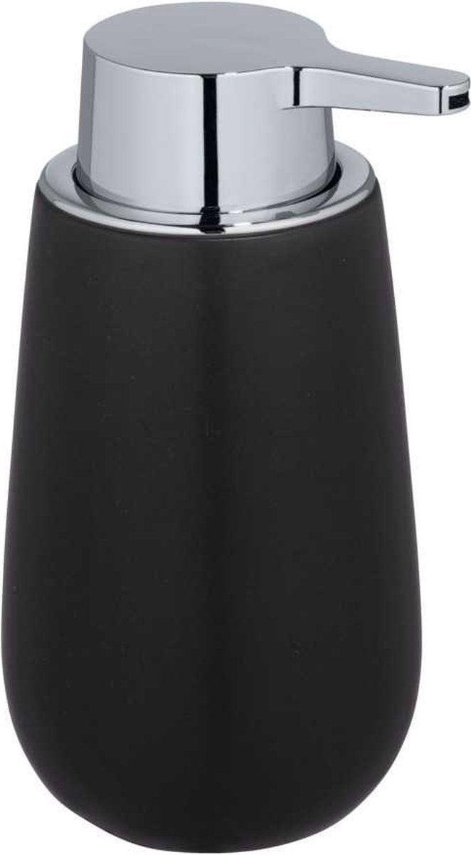 Load image into Gallery viewer, Wenko zeepdispenser badi zwart mat keramiek 320ml - zeeppompje vrijstaand en navulbaar - badkamer toilet keuken
