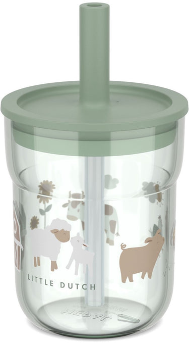 Mepal mio kinderbeker met rietje little dutch - 250 ml - makkelijk vast te houden - kinderservies - little farm