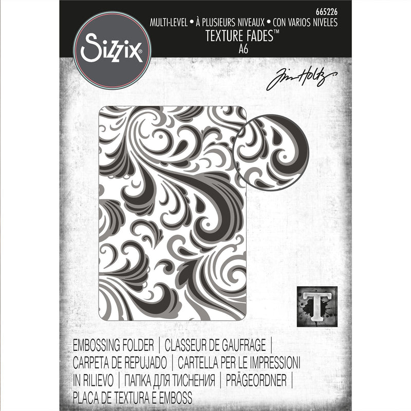 Load image into Gallery viewer, Sizzix • tim holtz multi-level texture fades embossing folder swirls
