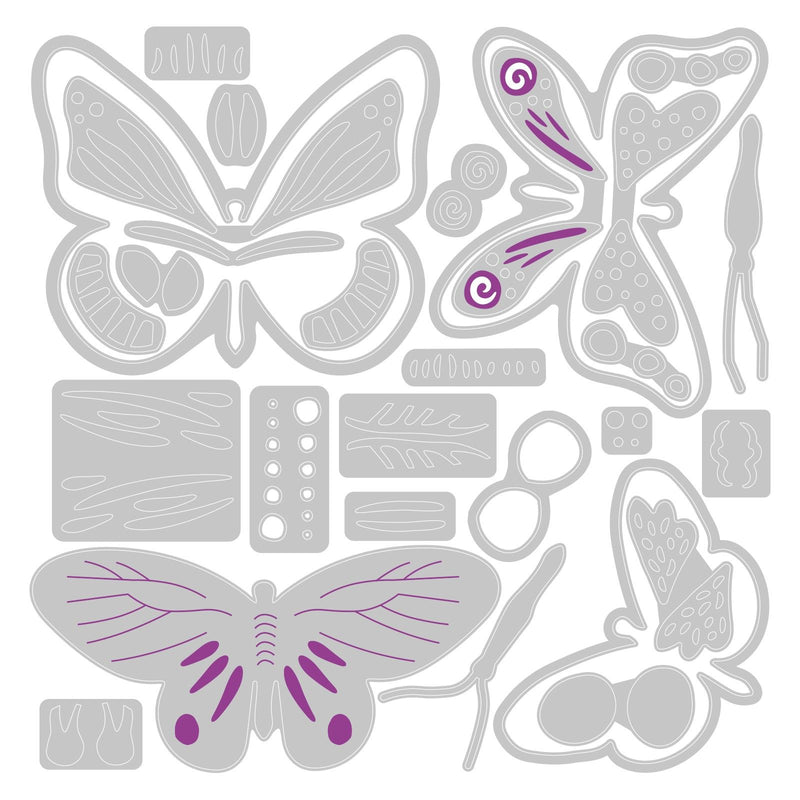 Load image into Gallery viewer, Sizzix • thinlits die set patterned butterflies 29pieces
