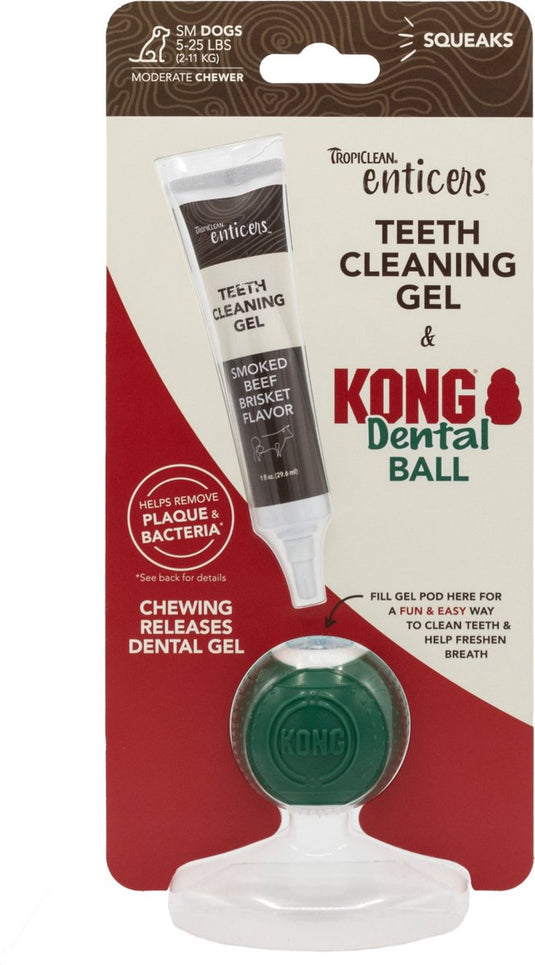 Tropiclean enticers - tandgel hond - met kong dental ball - rund - kleine honden - 30 ml