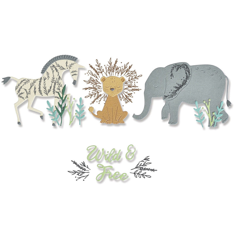 Load image into Gallery viewer, Sizzix • framelits die set with stamps floral safari
