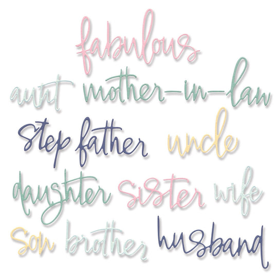 Sizzix • thinlits die set fabulous family names by debi potter