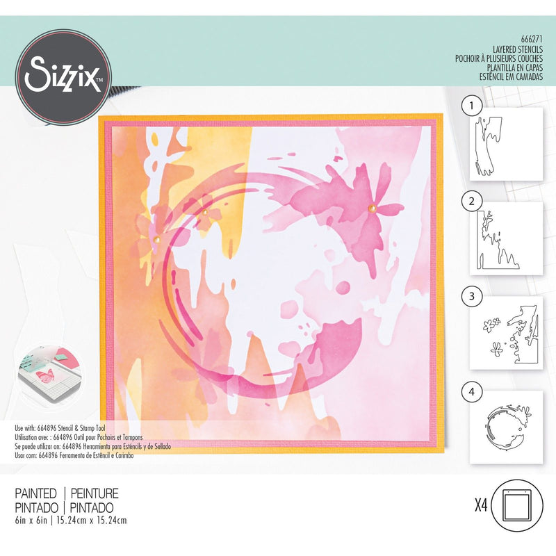 Load image into Gallery viewer, Sizzix • layered stencils painted
