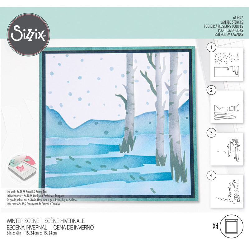 Load image into Gallery viewer, Sizzix • layered stencils winter scene
