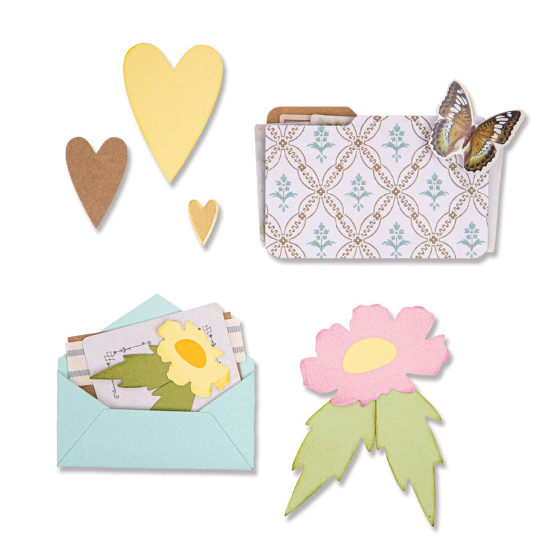 Load image into Gallery viewer, Sizzix • thinlits die set envelope folder flowers set
